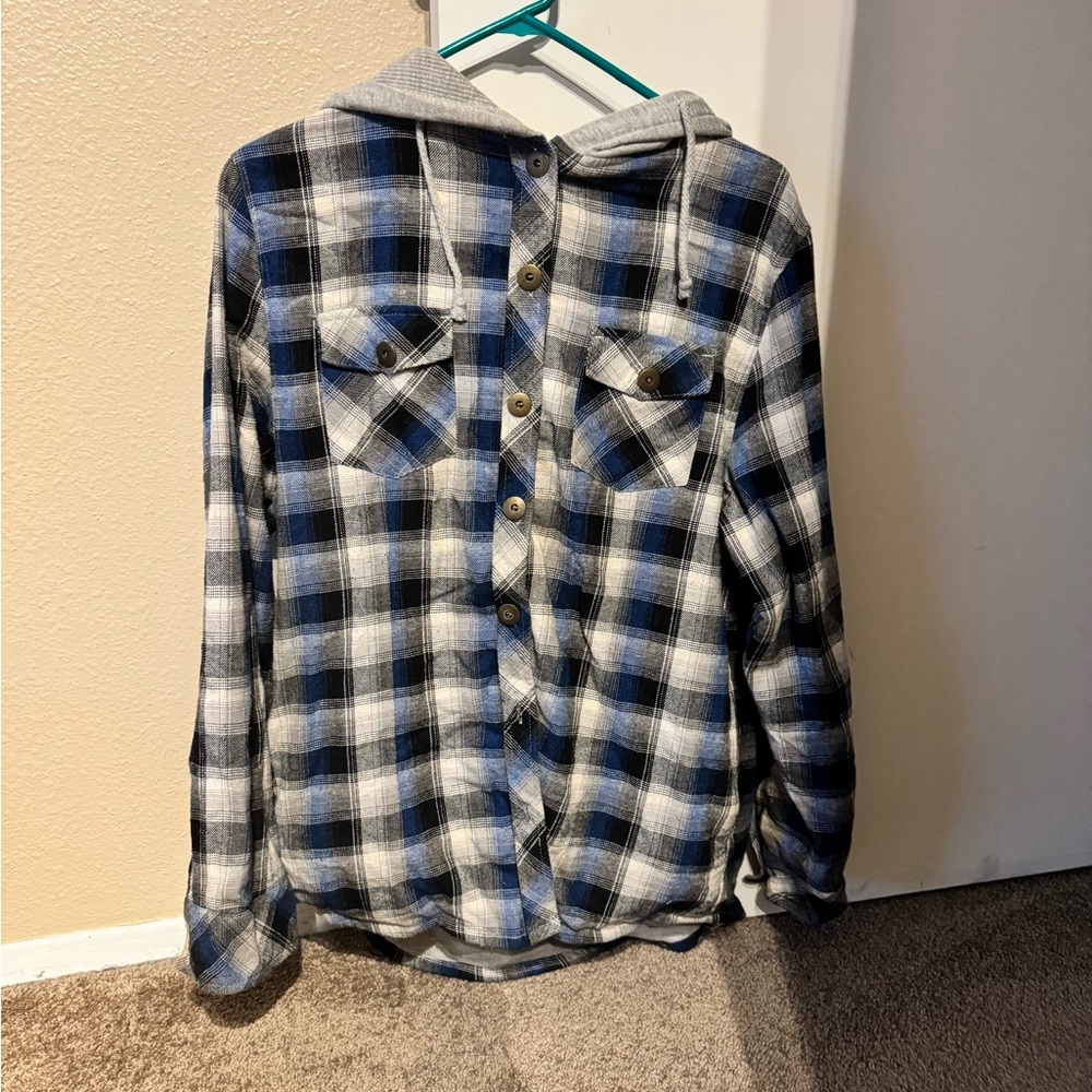 Blue and Black Plaid Kids Shirt